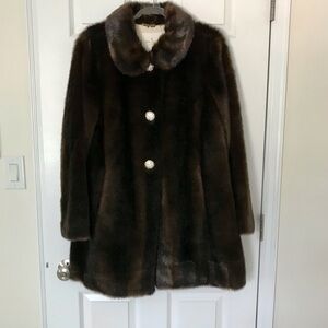 NWT Kate Spade Faux Fur Coat, Brown, L